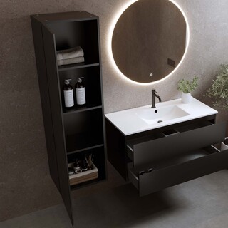 Bathlife Korkeakaappi Musta Matta