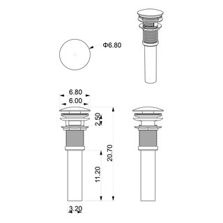 Pohjaventtiili Bathlife Ylivuotosuojalla Kromi