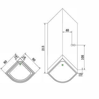 Suihkukaappi Bathlife Kyffe, 800X800mm, Musta