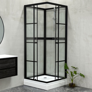 Suihkukaappi Bathlife Betrakta, 900X900, Suora, Musta Kehys