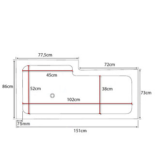 Kylpyamme Bathlife Behag 1500, 1500X850x550mm, Oikea